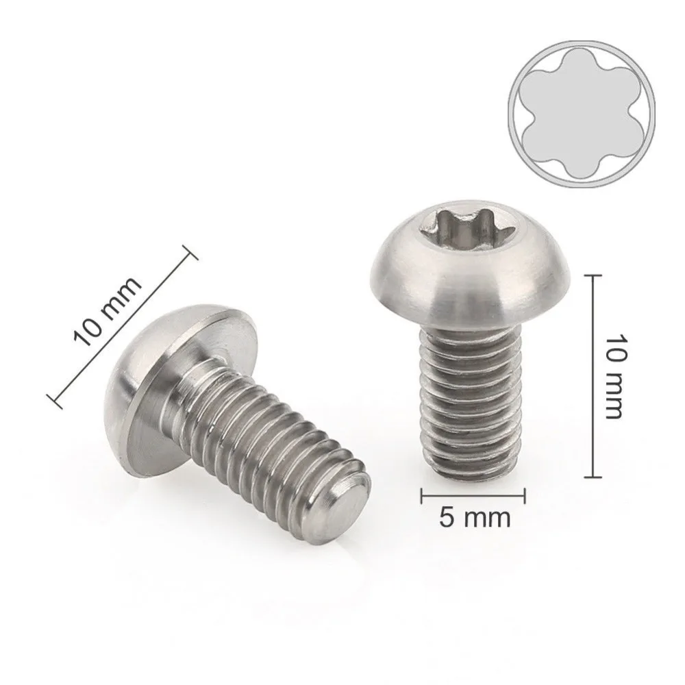6Pcs Titanium Ti M5x10mm Screws Torx T25 Head Titanium Disc Brake Rotor