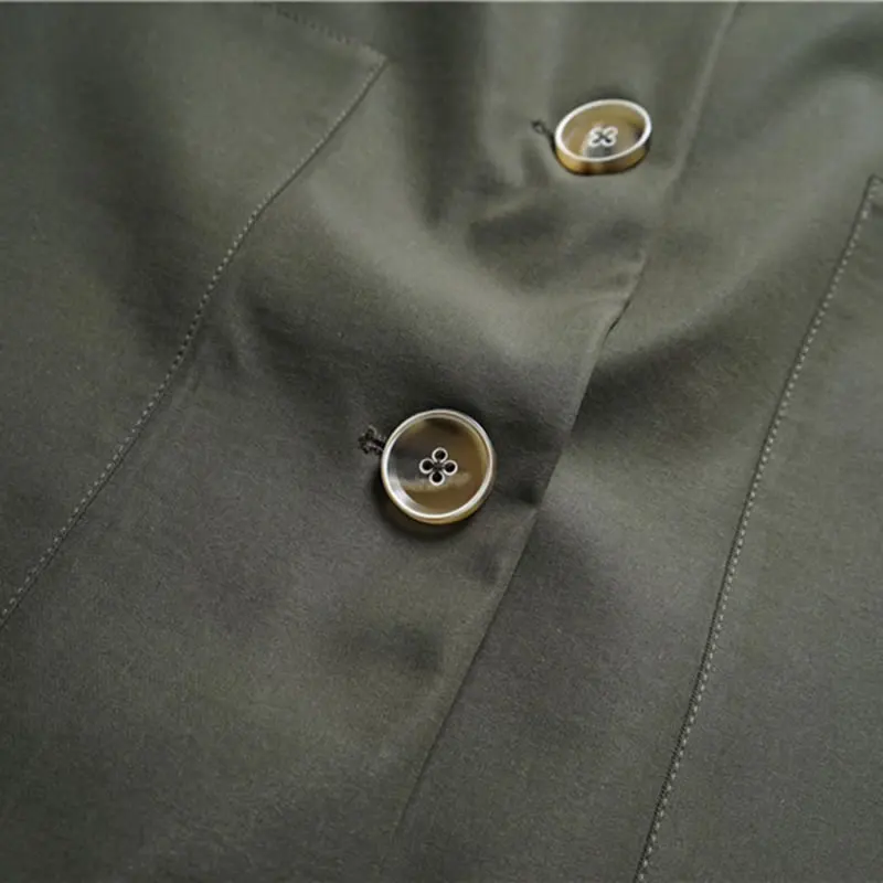 Boutonnage Col Femmes 2019 Nouvelles Solide Green Mandarin Été Simple Tranchée Corée Printemps Army Mode xitao De Dll2548 ligne D'origine Couleur A IAYvnXAa