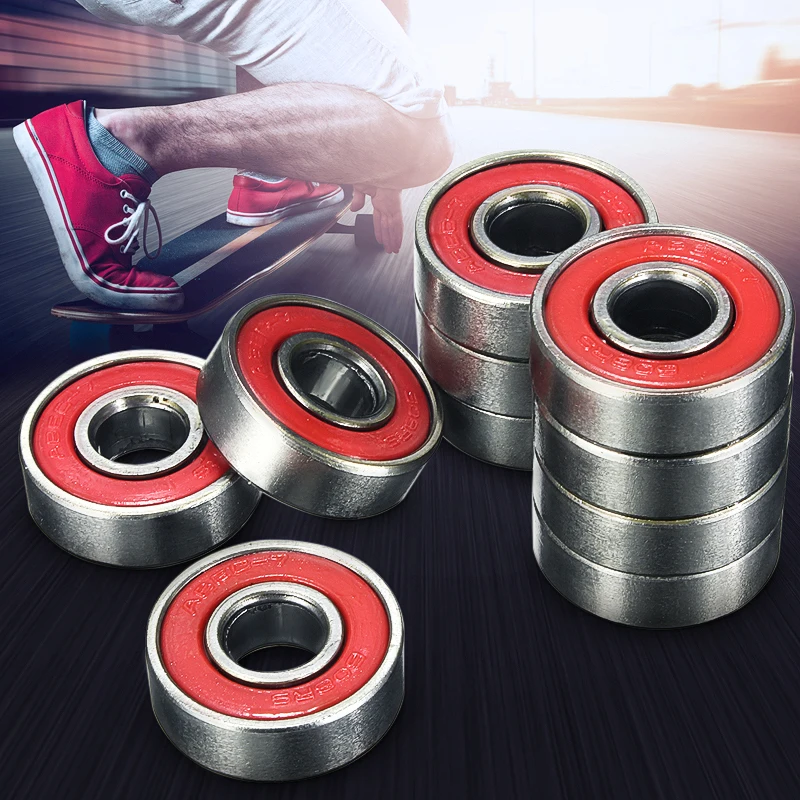 10x ABEC-5 608 2RS Inline Roller Skate Wheel Bearing Anti-rust Skateboard Wheel Bearing Red Sealed 2.1 x 2.1 x 0.7cm shaft
