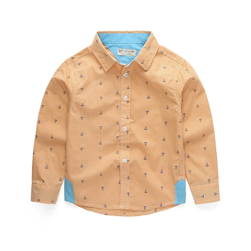 Spring Autumn Polka Dot Boys Shirts Cotton Casual Vestidos Blouses for Children 2 Colors Camisas