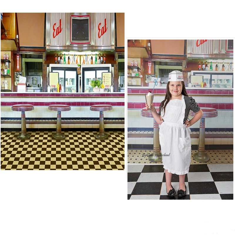 

MEHOFOTO Photography Background Simulation Restaurant For Newborn Vinyl New Fabric Flannel Backdrop for Kids photo studio CM6690
