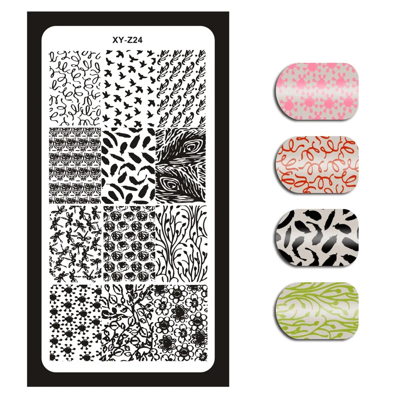 1Pc 6x12cm Nail Stamping Plates Flowers/Heart/ Pattern/English Letters DIY Hot Designs Stamp Template Nail Polish Stencils XY18 - Цвет: 24