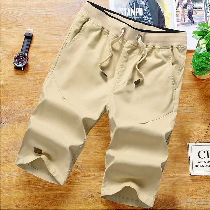 

Shorts high quality men's Solid color summer cotton comfortable loose large size 4XL five points straight waist casual shorts