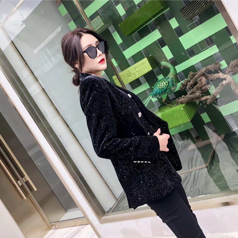 Banlieue Qualité Double Mode Printemps Mince Veste Costume À De Classique Féminin Boutonnage Haute 2019 Paillettes Étoiles Luxe Nouveau Petite aw4pqXU