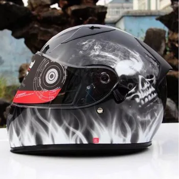 

Tanked Racing Full face Motorcycle Helmet ABS T129 Warm Double lenses motorbike helmet with collar knight protective equipment