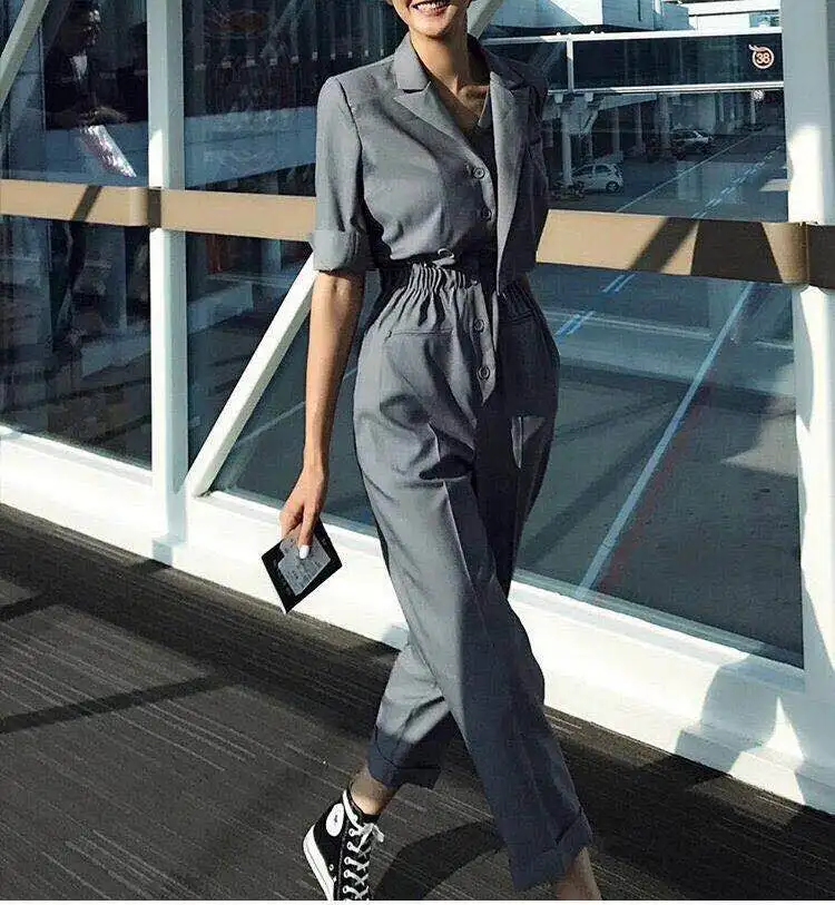 Sexy Jumpsuit High Waist Black Jumpsuits For Women Street Style Loose Rompers Female 2018 New Autumn Clothing