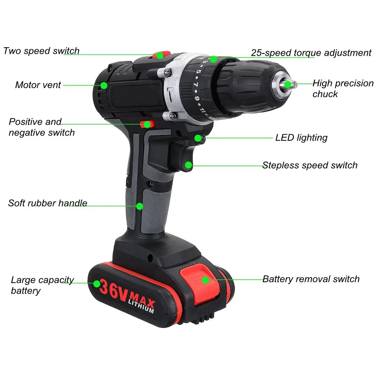 25+3 Torque Cordless Electric Impact Drill