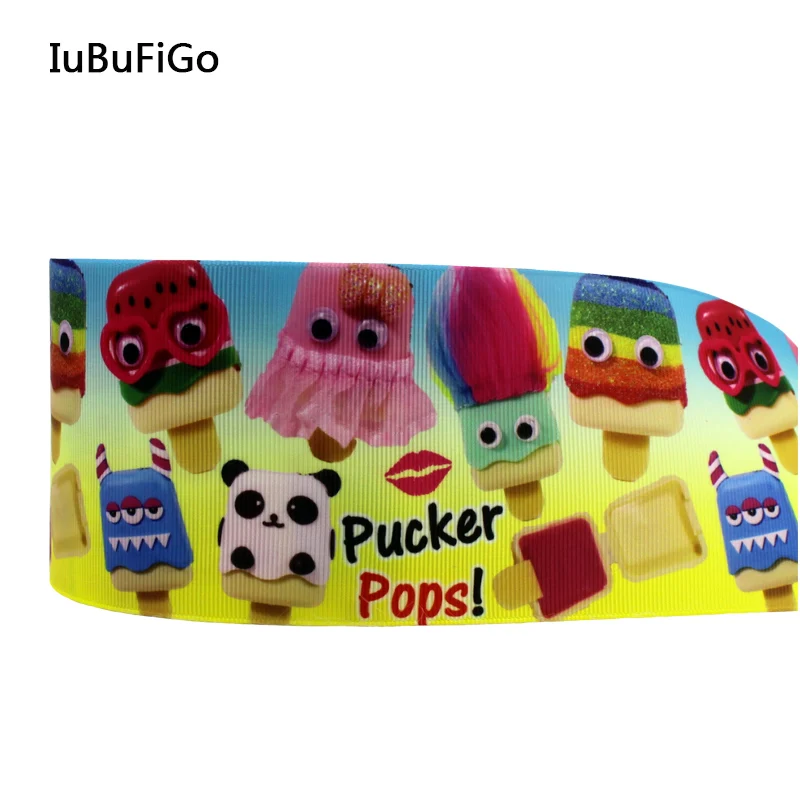 

IuBuFiGo 10 yard 3" 75mm Printed Grosgrain ribbon Ice Cream gift ribbon bows DIY headband tape For Decorations 1853