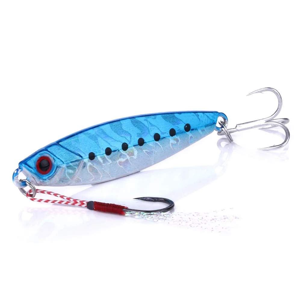 

1PC Fishing Lure Metal Jig 30g 40g Slow Pitch Jigging Fishing Bait Lead Vertical Jigging Lure Jigbait Assist Treble Hook