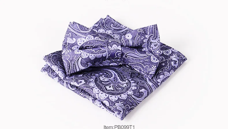 Бренд mantieqingway Пейсли галстук-бабочка и нагрудные платки набор для свадьбы Для мужчин Фиолетовый Синий Черный платок Пейсли бабочкой Наборы