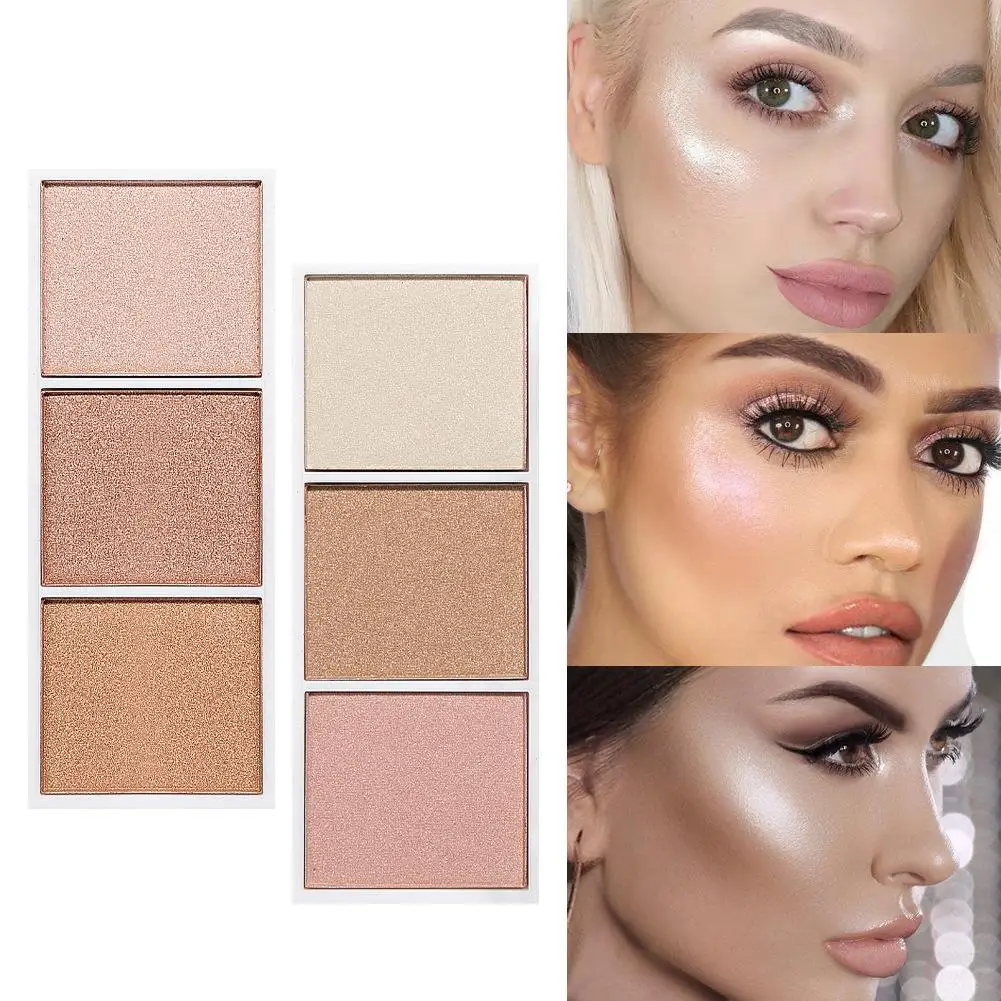 

Pro 3Colors Highlighter Contour Blusher Palette Face Powder Bronzer Cosmetics