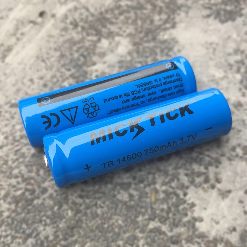 4 шт. 14500 TR14500 батарея 3,7 V MICKTICK 750mAh литий-ионная аккумуляторная батарея универсальная