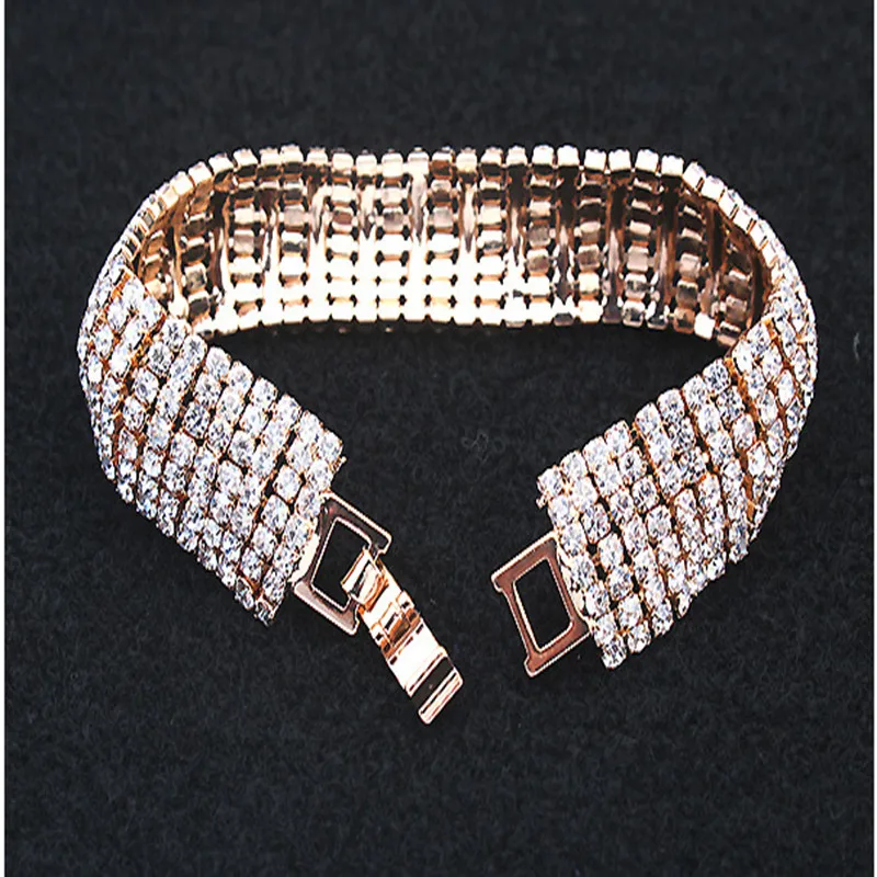 Модное очарование женский полный кристалл Браслет-манжета со стразами браслет Bling браслет женские свадебные ювелирные изделия, свадебные браслеты подарок