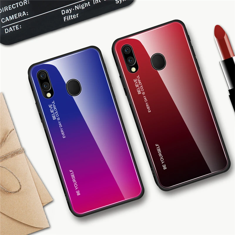 Case For Samsung Galaxy A40 A50 A30 Gradient Tempered Glass Case For Samsung Galaxy A60 A70 M20 S10e Tempered Glass Phone Case Case For Samsung Galaxy A40 A50 A30 Gradient Tempered Glass Case For Samsung Galaxy A60 A70 M20 S10e Tempered Glass Phone Case