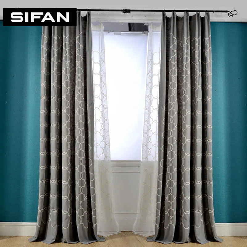 Buy Korean Linen Embroidered Curtains for Living Room