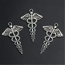 

WKOUD 6pcs Antique silver Magic Scepter Charm Fashion Necklace Bracelet DIY Metal Jewelry Handmade Alloy Pendants A1221