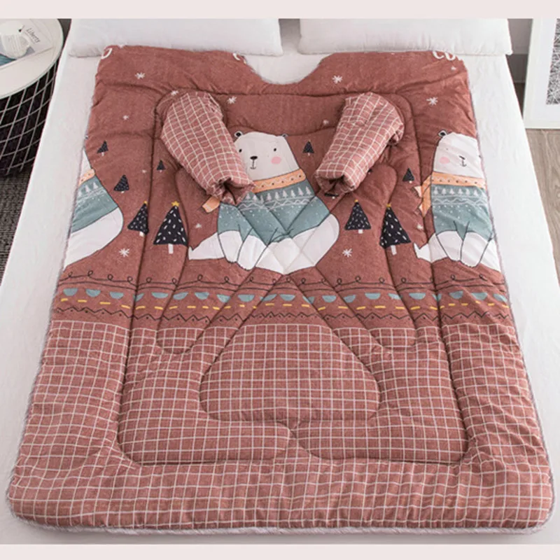 Lazy Quilt with Sleeves Blanket Cape Cloak Nap Blanket Dormitory Mantle