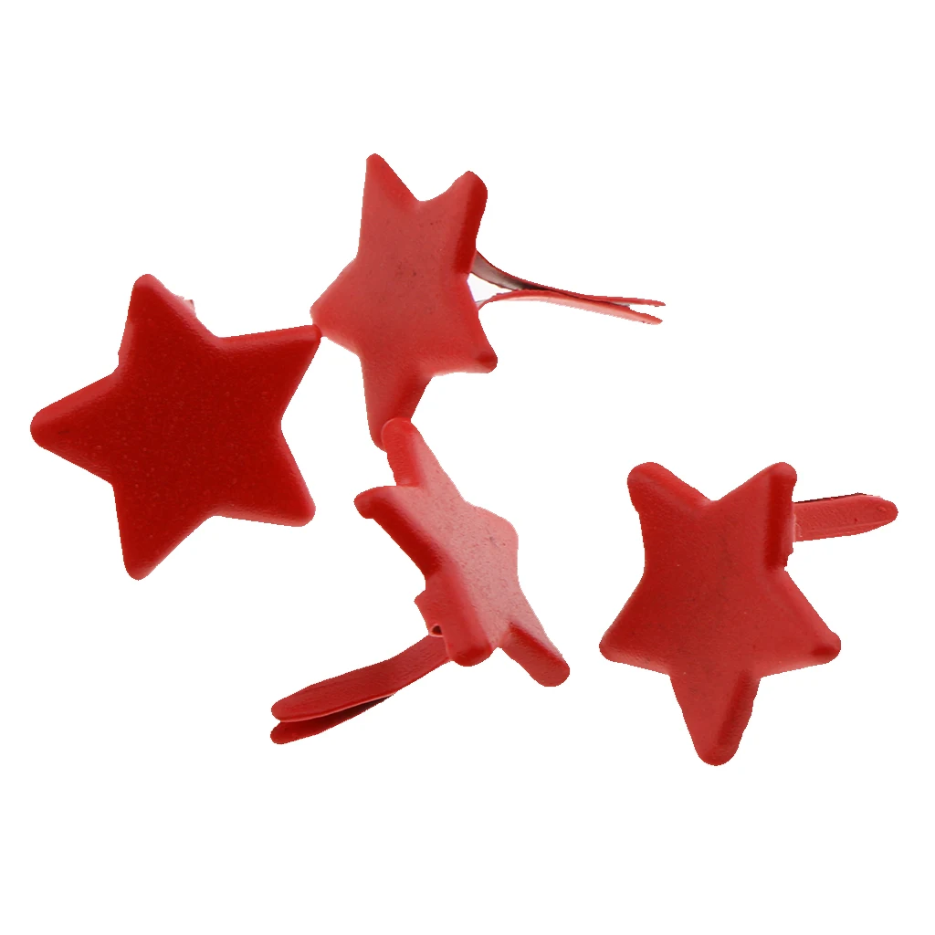 100pcs Red Star Shape Metal Brads Paper Fastener for Scrapbooking Craft 14mm 