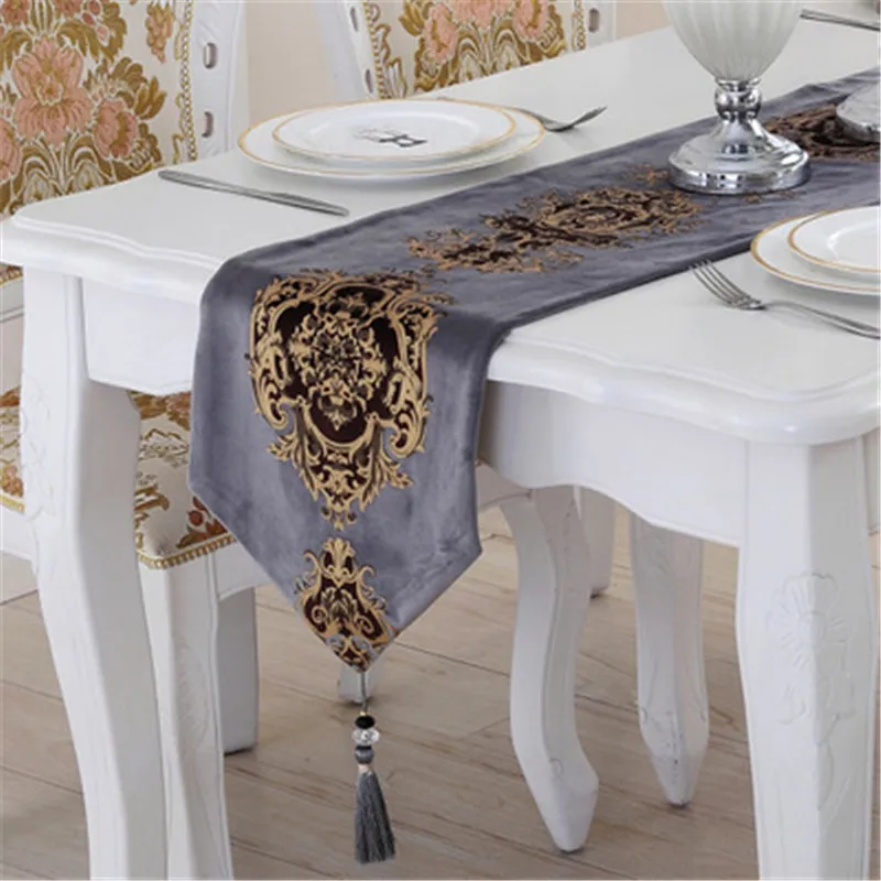 SBB European luxury Jewel velvet Table Runners High-end bronzing Fashion simple modern West tea table flag back Non-slip Linen SBB European luxury Jewel velvet Table Runners High-end bronzing Fashion simple modern West tea table flag back Non-slip Linen