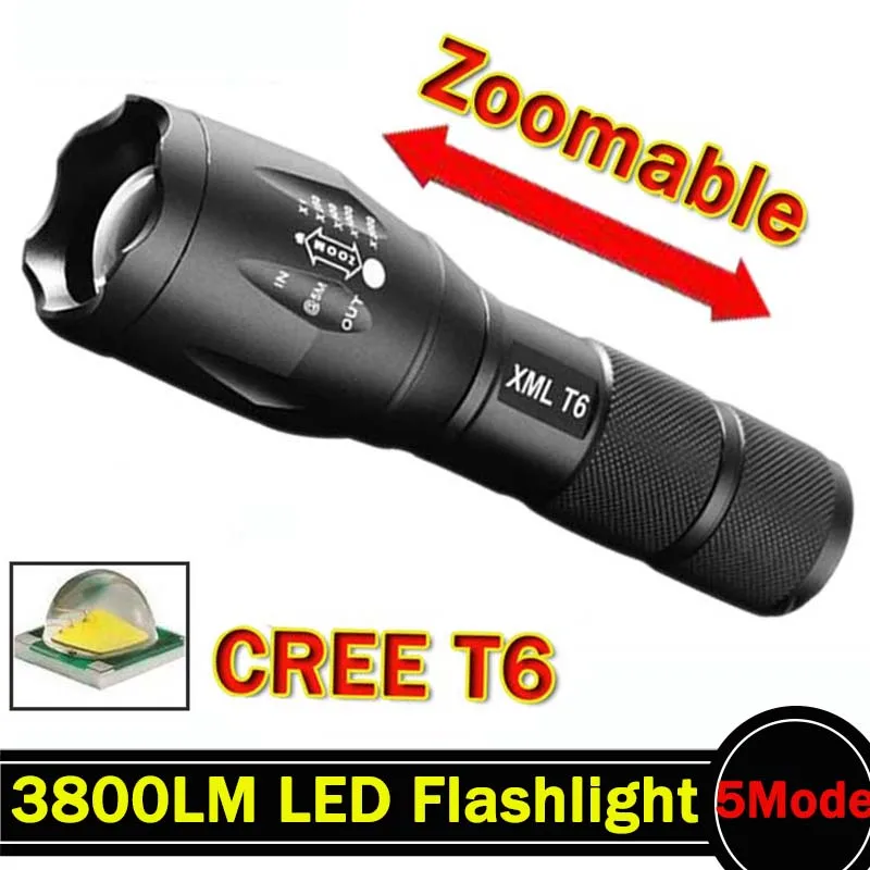 

LED Flashlight 3800 Lumnes XM-L T6 LED Tactical Flashlight Torch 5Mode Zoomable Flashlight Waterproof Torch Light lanternas