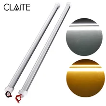 CLAITE 36 светодиодный светильник 12 В 12 в 50 см SMD 5730 Жесткая светодиодная лента светильник 6,4 Вт Чистый белый теплый белый водонепроницаемый светильник с крышкой