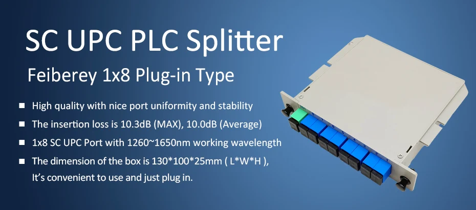 Волоконный оптический разветвитель 1x8 SC UPC Fibra оптика 8 каналов плоский светильник волновой цепи FTTH PLC разветвитель 1x8 с SC UPC разъемом