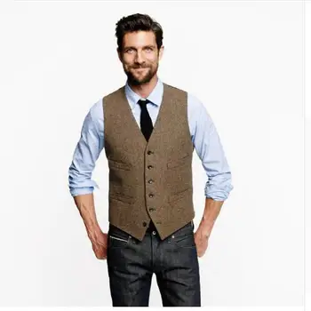 Custom Tweed Vest Men Vintage Slim Fit Groom S Wear Vest Men Wedding Waistcoats Ab01 Buy At The Price Of 22 99 In Aliexpress Com Imall Com