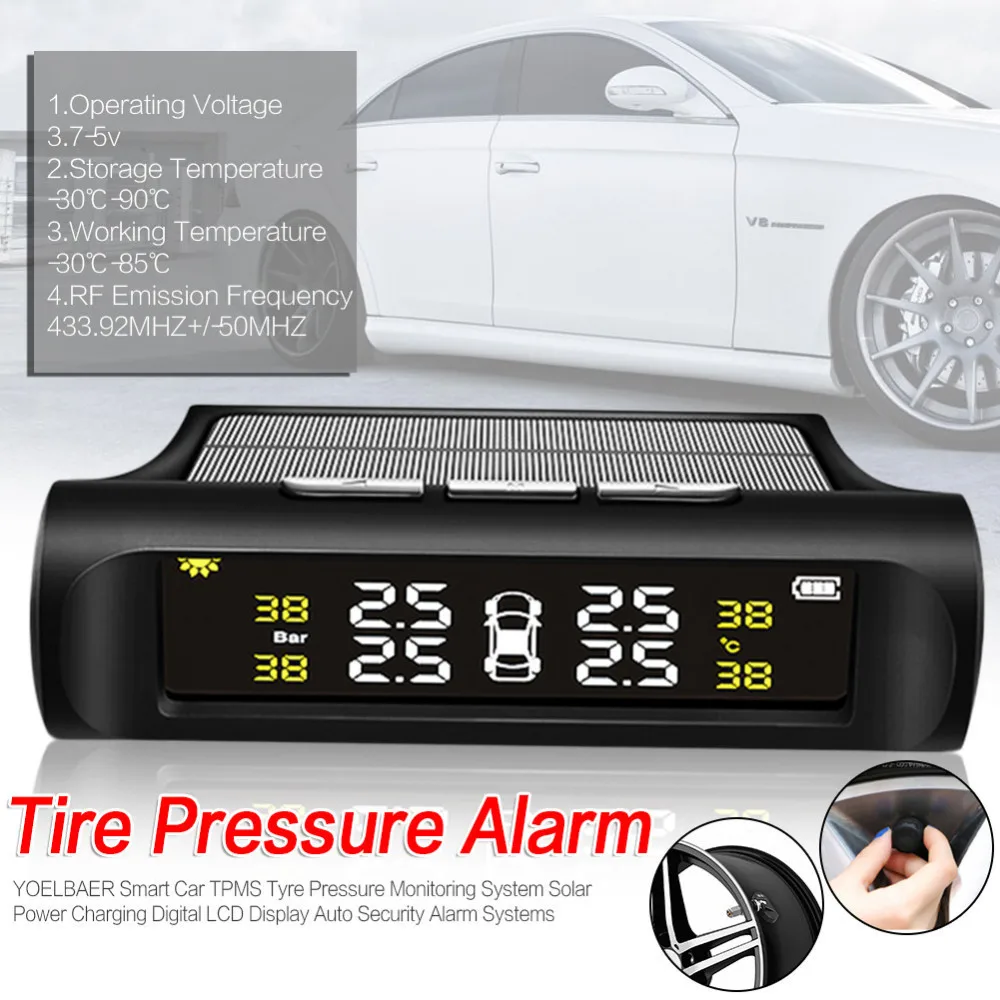 

Wireless Solar Energy Tire Pressure Monitor Automotive Universal tpms Tire Pressure Detector Alarm System Rear-time Monitor TPMS