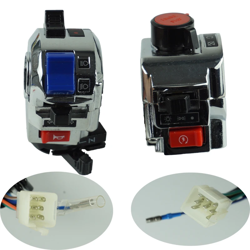 

1 Pair 12V Aluminum Motorcycle 7/8" Handlebar Control Horn Turn Signal Light Start High/Low Beam Button Switch For Honda Yamaha