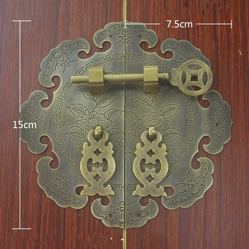 Brass Hardware Antique Chinese Copper Wardrobe Door Pulls
