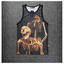 Летний жилет для мужчин повседневный Забавный 3D Череп Печатный сетчатый короткий топ для фитнеса мужская уличная хип хоп Бодибилдинг Одежда под рубашку для мужчин