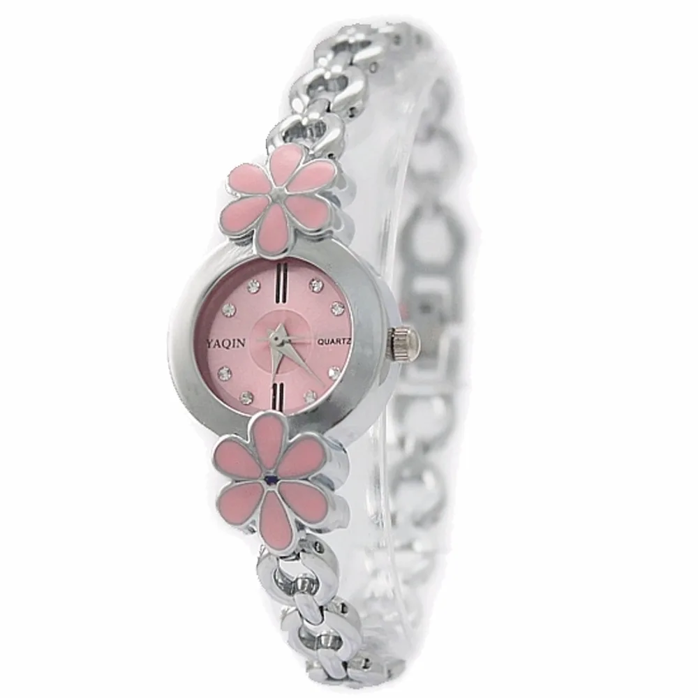 

Pink Flower Case Female Analog Quartz Bracelet Wrist Watch PC21S Quartz Ladies Watch