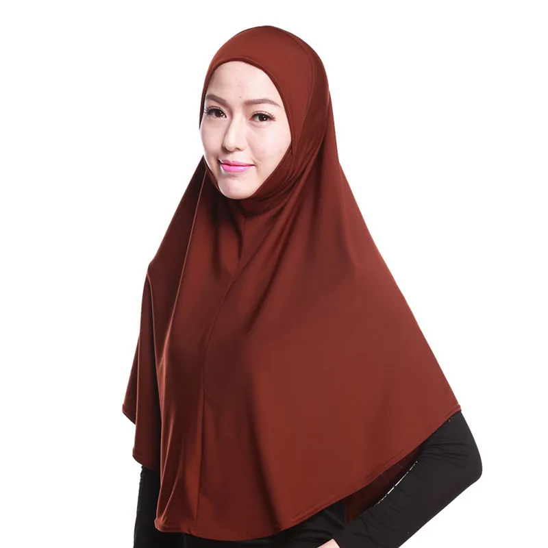 Мусульманская женщина хиджаб для девочки исламский сплошной шарф Amira Кепка мягкая однотонная цветная готовая одежда