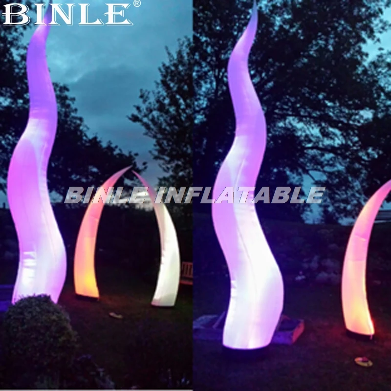 

Hanging party club stage props curl inflatable pillar with led light fire style inflatable column for indoor outdoor decoration