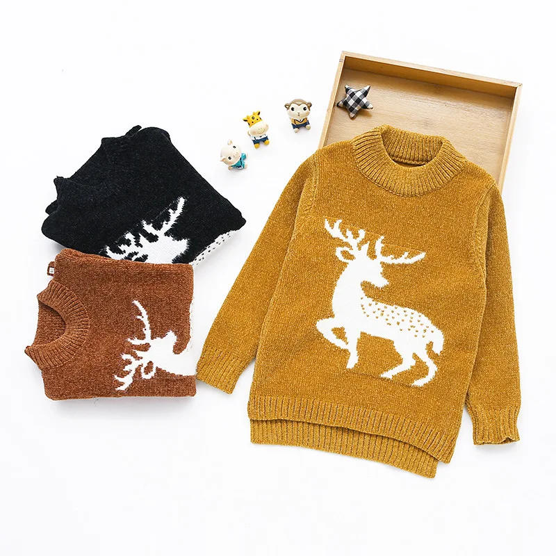 

Free Shipping Christmas Baby Boy Clothes Autumn New Boys Girls Elk Sweaters New Year's Costumes for 3-11 Years Old Boys CA390