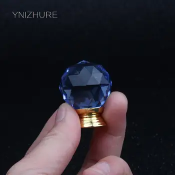 

10pcs 30mm Treasure Blue Crystal Glass knob Drawer Door Wardrobe handle Dresser TV Cabinet Furniture Accessories hardware
