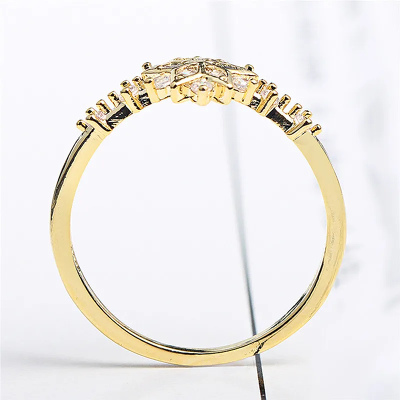 GS Size 6 To 10 Top Stainless Steel Rings For Women Chic Cute Snowflake Girl Ring Delicate Engagement Wedding Flower Jewelry R5