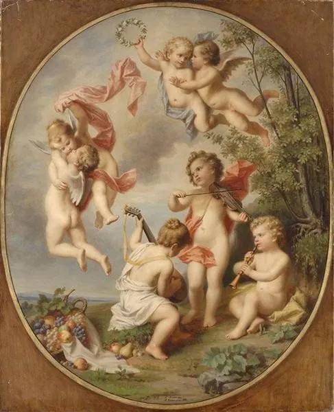 Classical Angels Music Group Oil Painting Printed on Canvas
