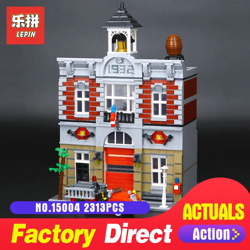 

lepin 15004 2313Pcs City Street Creator Fire Brigade Model LegoINGlys Building Blocks Bricks Compatible 10197 for children toy