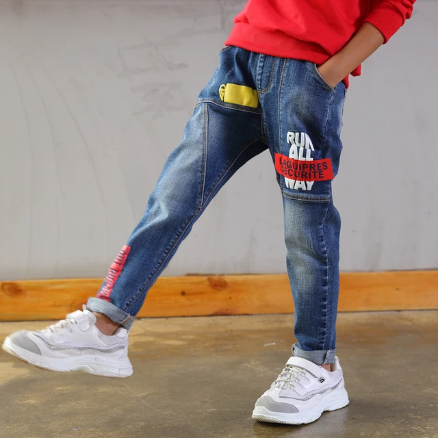 Autumn Spring Baby Boys Jeans Pants Kids Clothes Cotton Casual Children Trousers Teenager Denim Boys Clothes 4-14Y Light colour 3