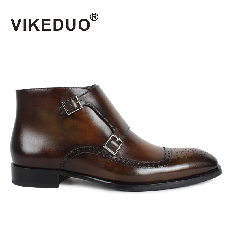 Классические мужские ботинки Vikeduo 2019 патина на заказ ботильоны из натуральной