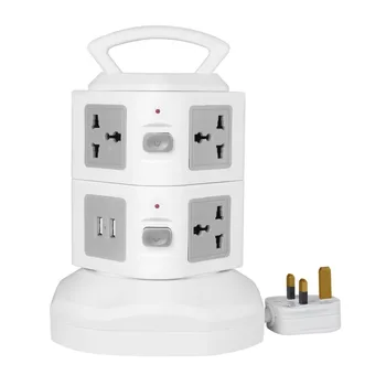 

Retractable Cable Fire Retardant Shell High Temp Resistant Anti-thunder Overload Protection Two Layer Vertical Multi-Socket