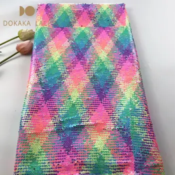 

Colourful Sequins Lace Fabrics Nigerian Beautiful Sequined Mesh Laces Guinean Noble Lady Wedding Dresses Tulle Sewing Material