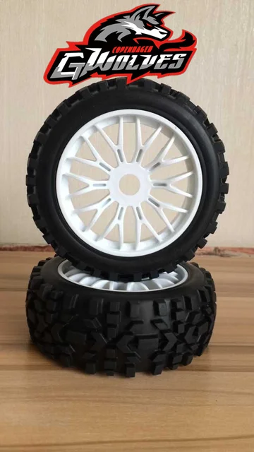 Cheap 2pc GWOLVES 1/8 RC Buggy Truck Scale Off-Road Tyre Nylon plus hard wheels Pathfinder wasteland all terrainwheel for RC car parts