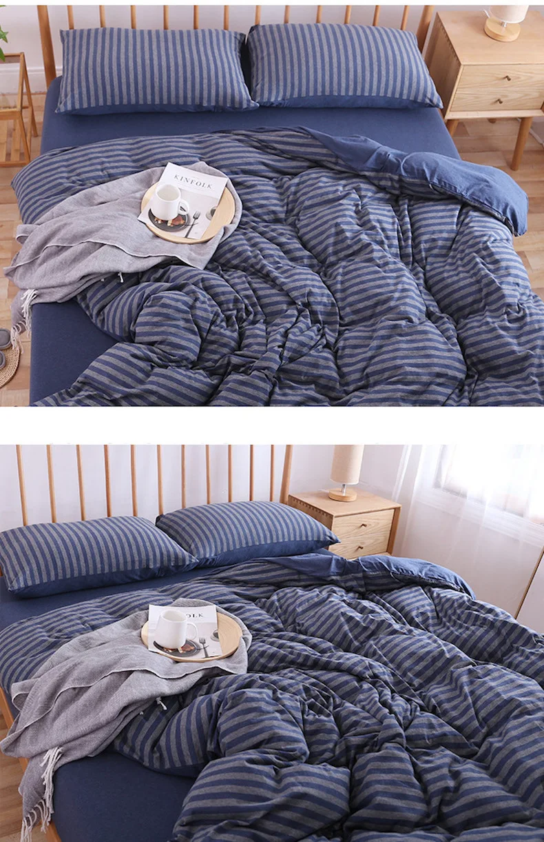 Качественный комплект из 4 предметов: простыня, одеяло, пододеяльник, наволочка, Комплект постельного белья, хлопок, трикотаж, серый, белый цвет