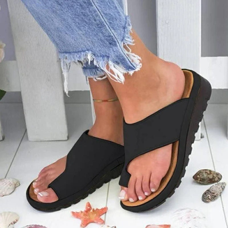 

2019 new women slides PU Leather slippers Comfy Platform shoes Ladies Casual Soft Sandals womens slippers outdoor Wedge OF80