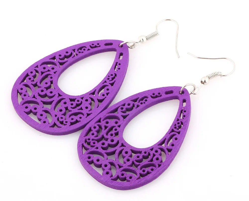 Drop Earrings Womens Handmade Wooden Mixed Color Wood Drop Earrings Summer Party Gift