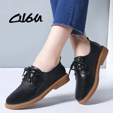 O16U/ осенние женские оксфорды; туфли на плоской подошве; повседневные женские туфли из натуральной кожи на плоской подошве со шнуровкой; классические черные туфли в стиле дерби; кроссовки