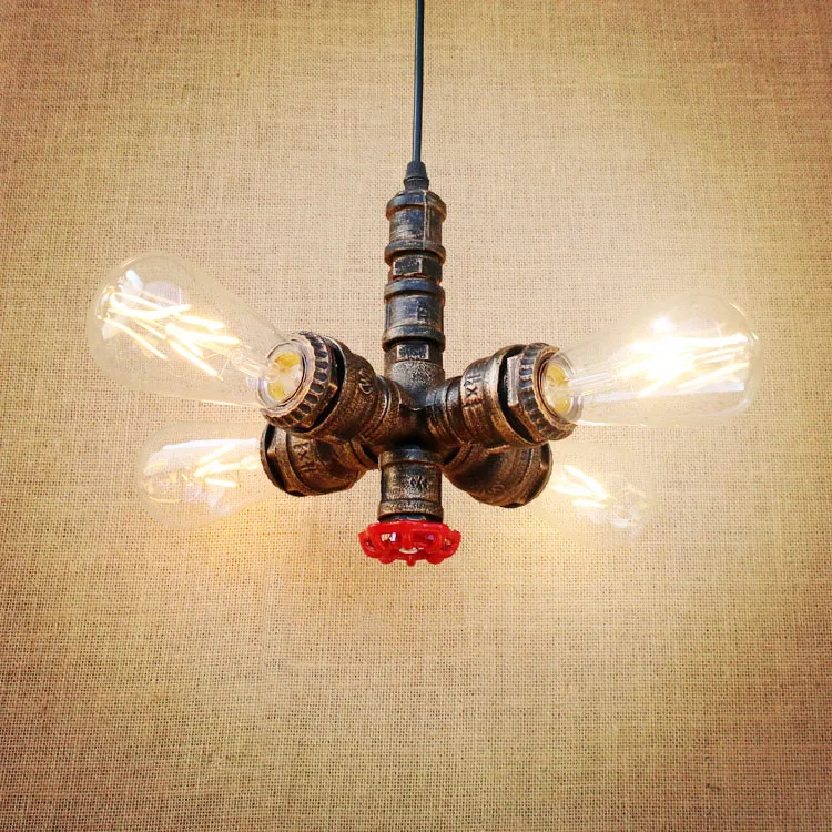

Retro Style Loft Industrial lamp Pendant lights Fixtures Lampen Water Pipe Rustic Vintage Light LED Edison bulb Lampara Colgante