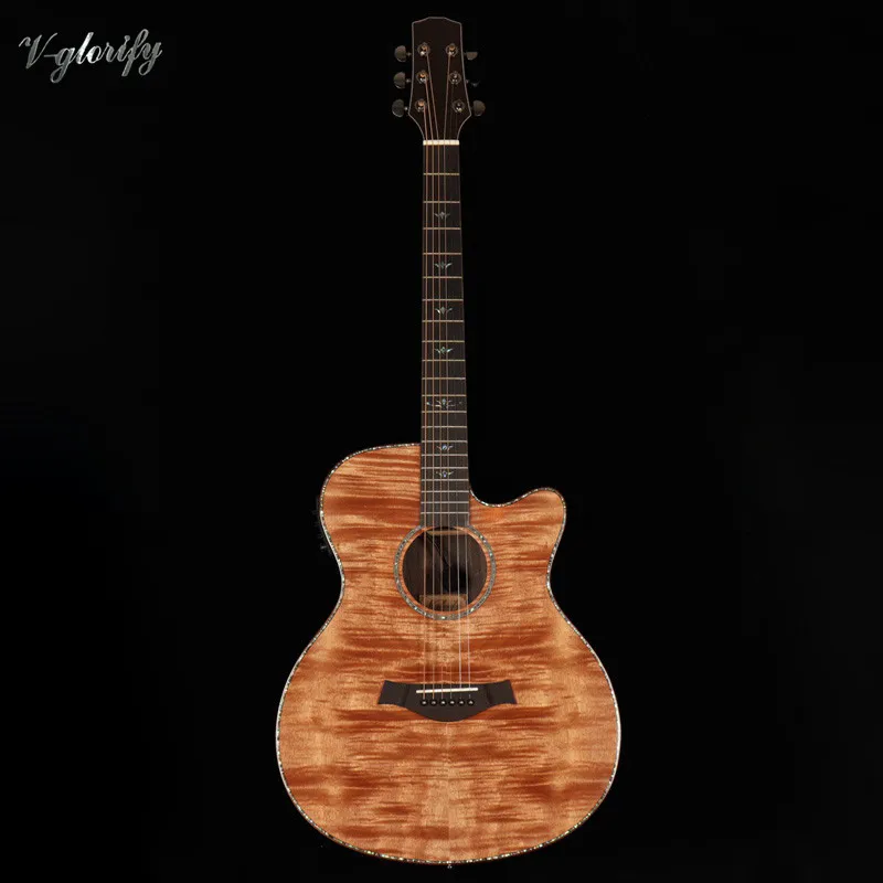 

factory new high grade 40inch flame maple top acoustic guitar with LED pickup, same sound with the video